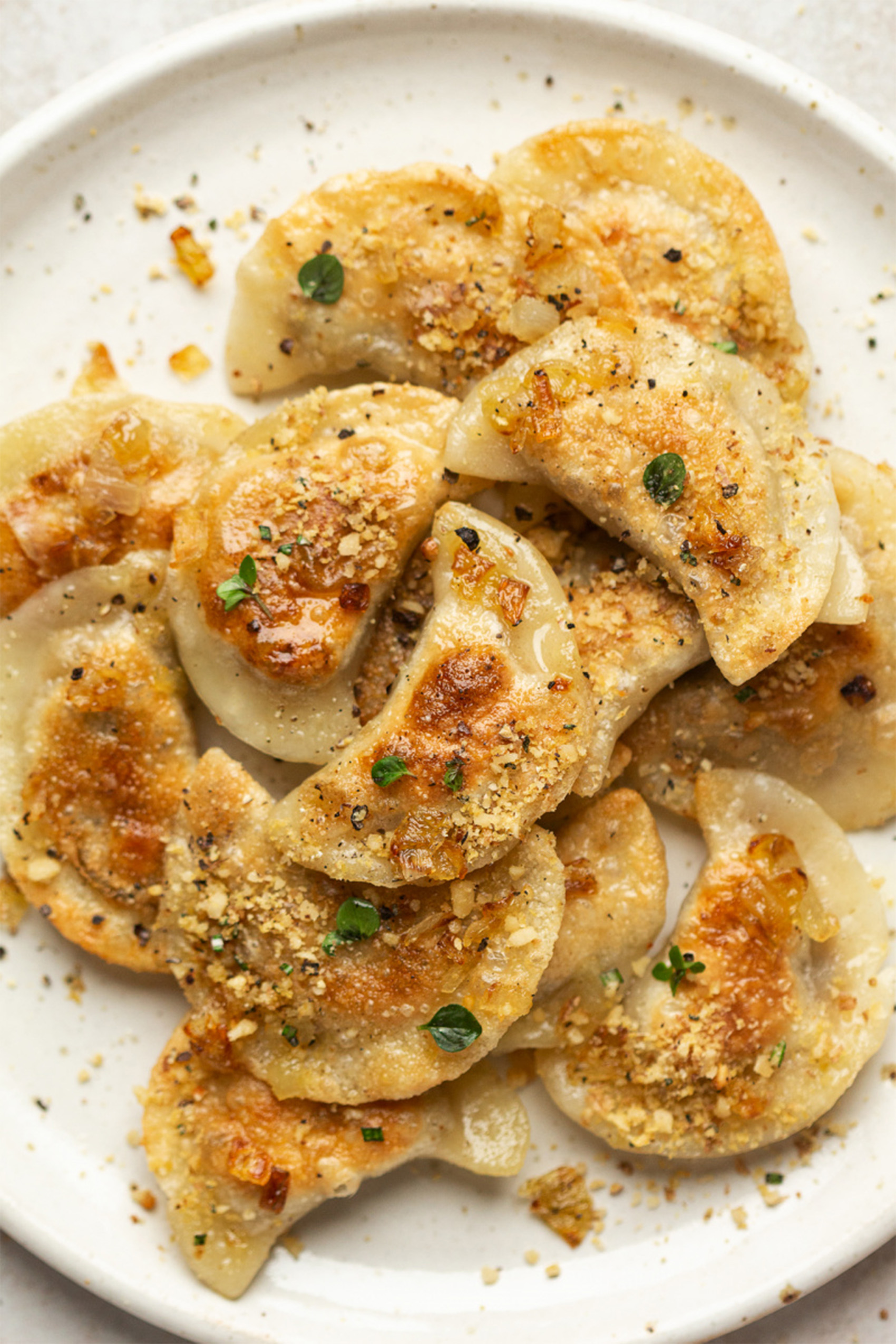 a plate of vegan pierogis