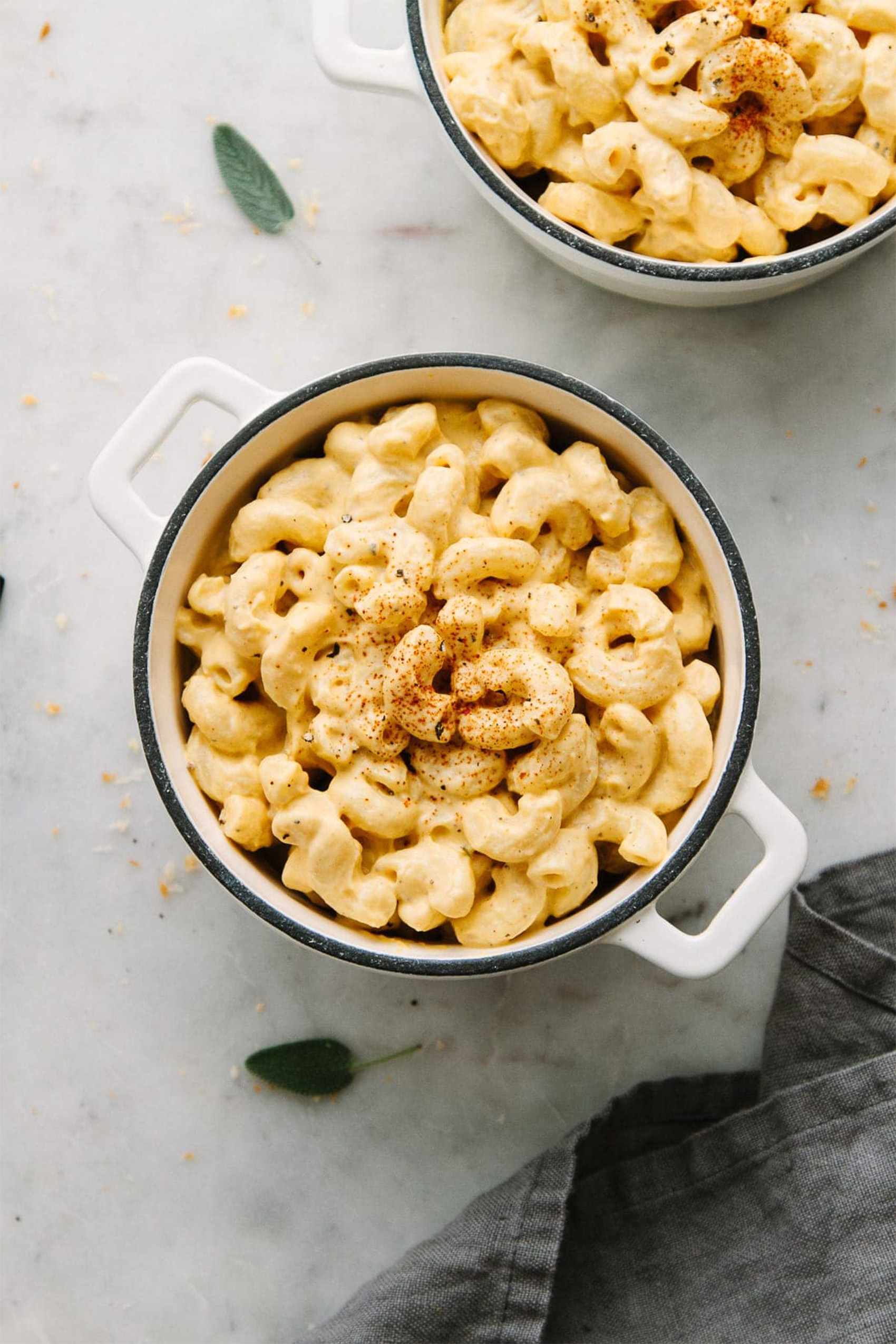 a small pot of vegan macaroni and cheese