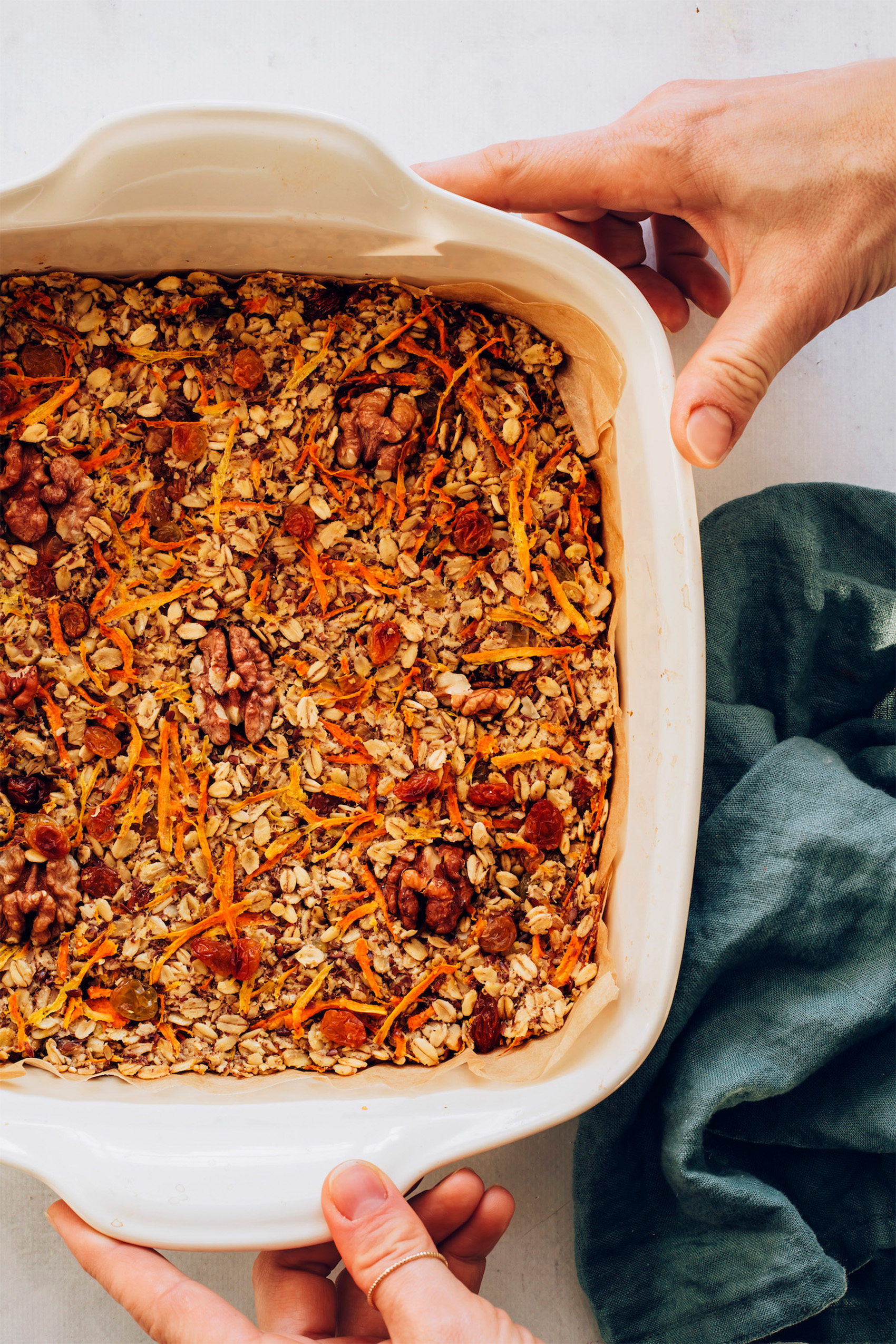 a dish of baked carrot cake oatmeal