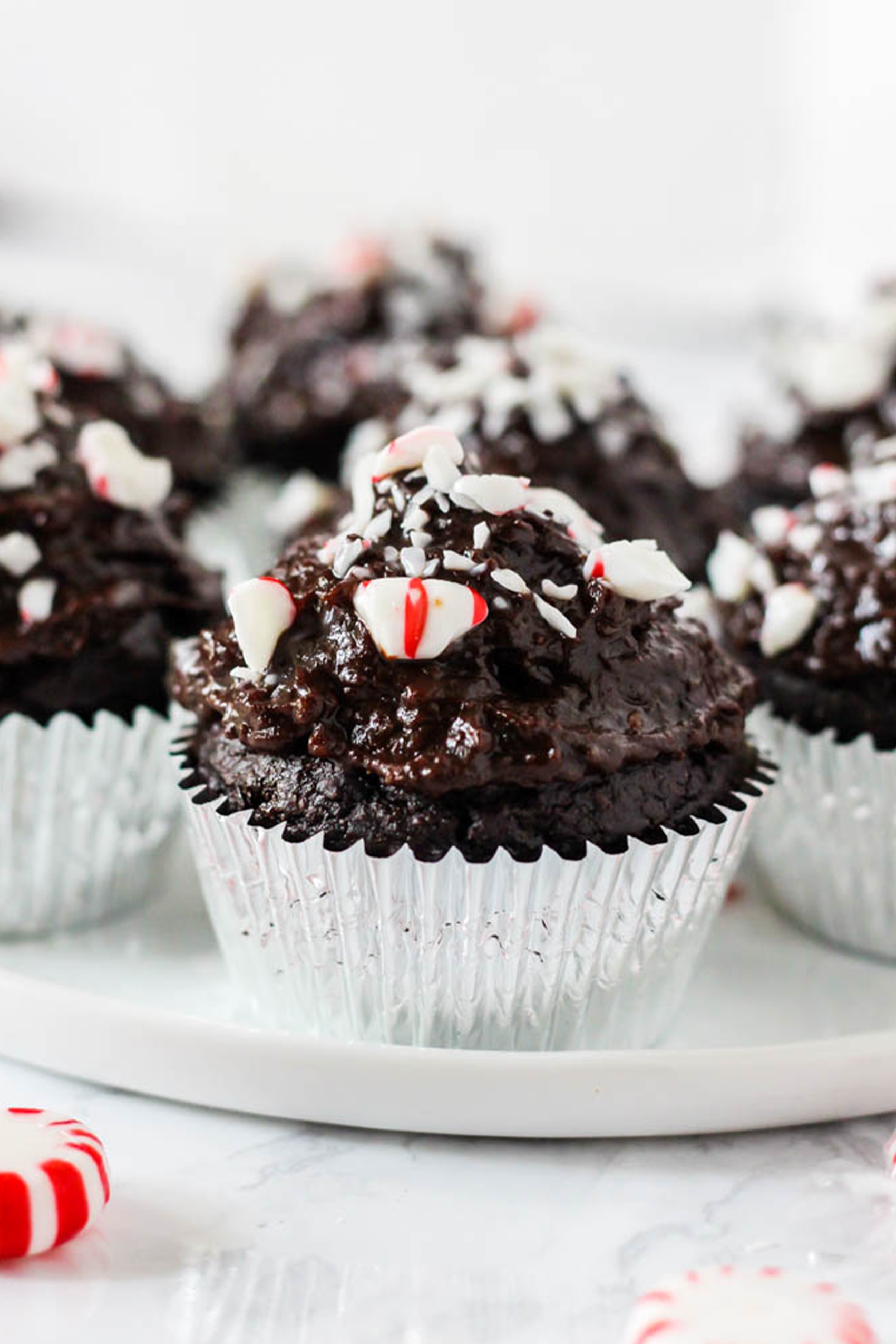 a batch of chocolate peppermint cupcakes