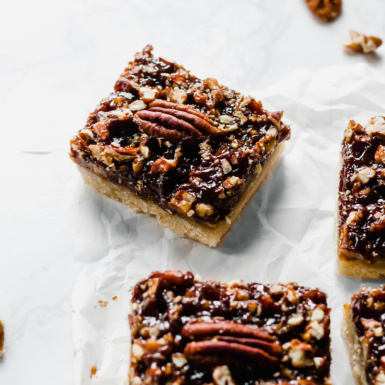 a batch of vegan pecan pie bars