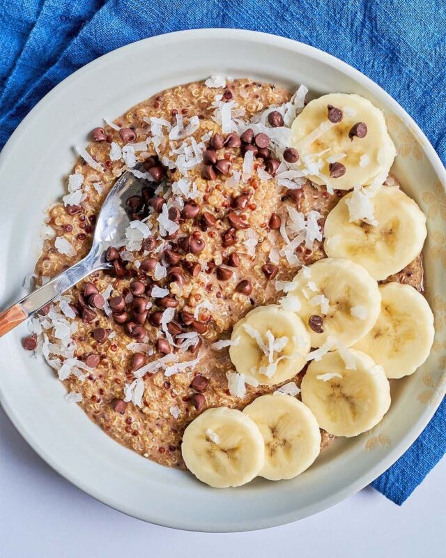 Would you believe me if I told you that this wasn't a bowl of oats? ⁠
⁠
We've been all about switching up the morning breakfast bowl over here lately! I posted some savory oats a couple weeks ago (head to the link in my bio if you missed it!), and now we're swapping the oats all together for quinoa porridge! It's creamy, it's sweet, it's packed with protein and fiber and it'll rival your go-to oatmeal recipe for sure.⁠
⁠
Link to the recipe is in my bio!